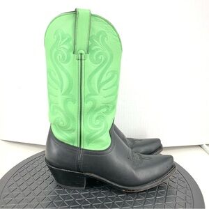 Durango Women Size 7 Boots Cowboy Western Black Green Leather Shoes Low Heel